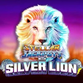 Stellar Jackpots with Silver Lion slot logo by Lightning Box Game at Spinbara Casino
